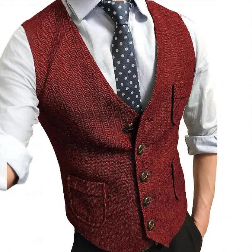 Herren Eleganter Weste aus Herringbone-Stoff Drune