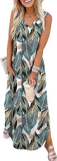 Damen Maxi-Kleid mit modernem V-Ausschnitt und praktischem Taschendesign Drune