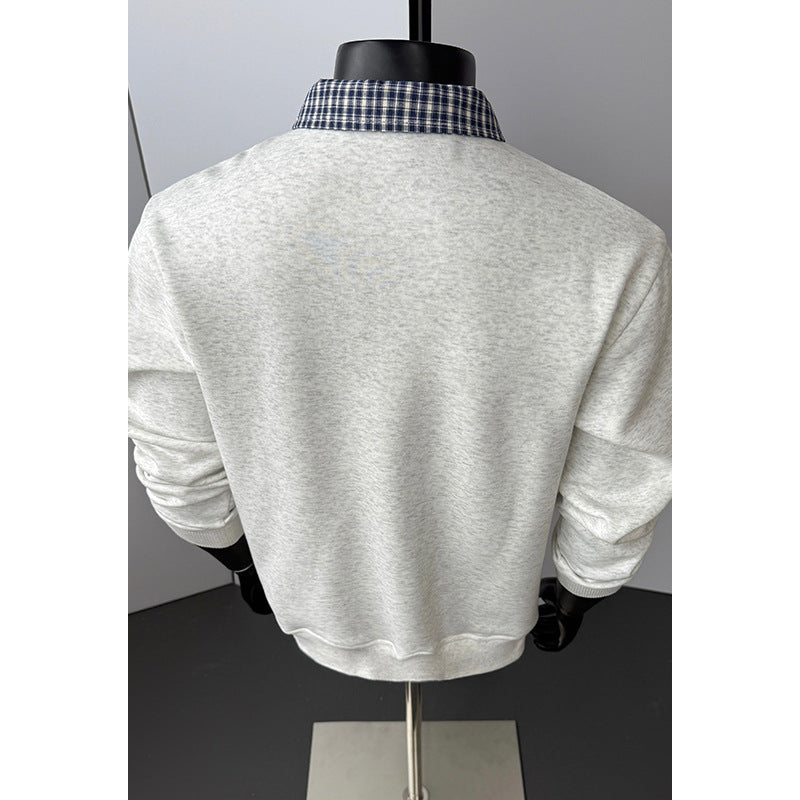 Herren Sportlicher Sweatshirt mit Kragen und Schultergurt Drune