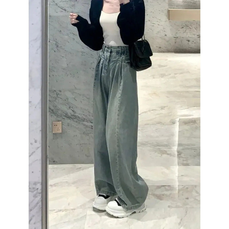 Damen Weit geschnittene High-Waist Jeans mit eleganter Bundgestaltung Drune