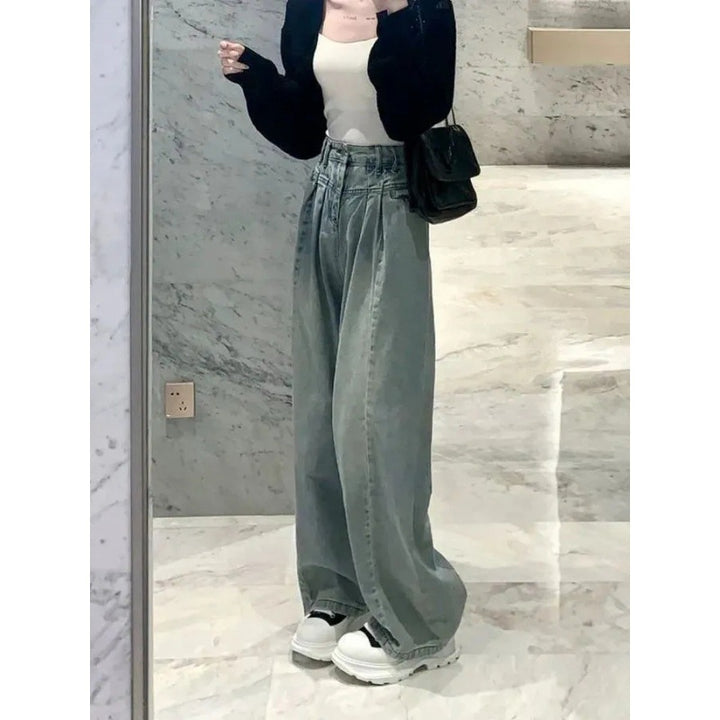 Damen Weit geschnittene High-Waist Jeans mit eleganter Bundgestaltung Drune