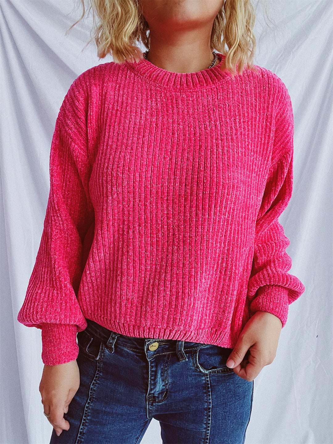 Damen Grobstrickpullover mit weitem Schnitt und strukturiertem Design Drune