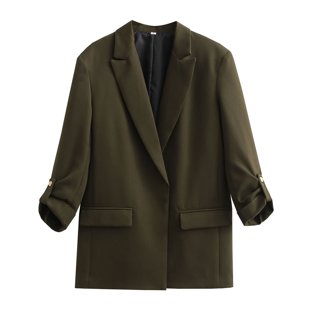 Damen Oversize Longline Blazer mit Dreiviertel-Ärmeln und Reverskragen Drune