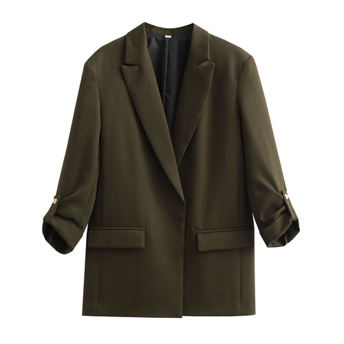 Damen Oversize Longline Blazer mit Dreiviertel-Ärmeln und Reverskragen Drune