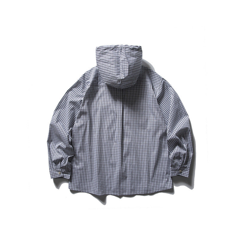 Unisex Oversized Kapuzen-Overshirt aus Baumwollmix mit Brustklappen und durchgehender Knopfleiste Drune