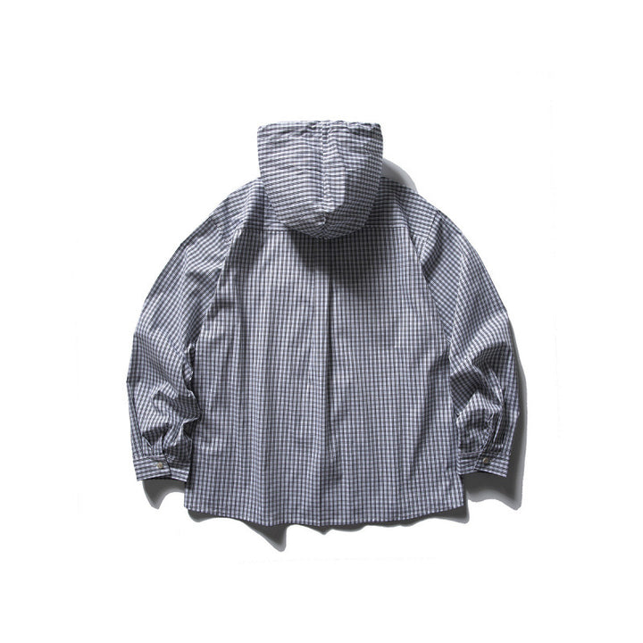 Unisex Oversized Kapuzen-Overshirt aus Baumwollmix mit Brustklappen und durchgehender Knopfleiste Drune