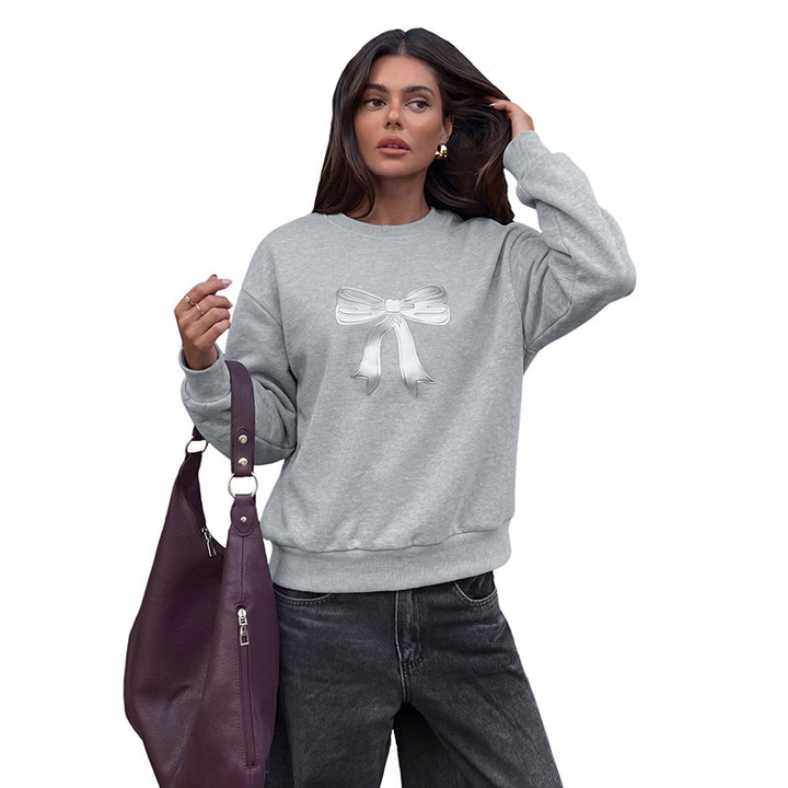 Damen Bequemer Sweatshirt mit Schleifenmotiven Drune