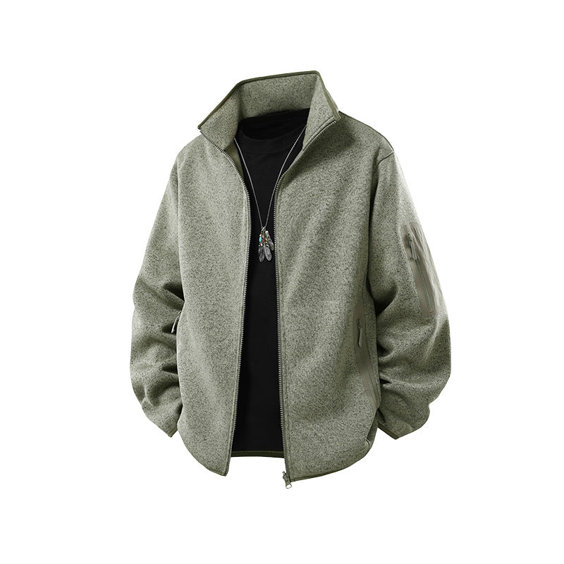 Herren Fleecejacke mit Stehkragen, verdecktem Zwei-Wege-Reißverschluss und wasserabweisenden Utility-Einsätzen Drune