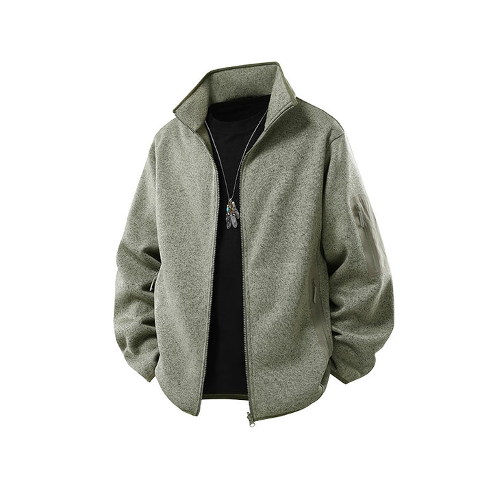 Herren Fleecejacke mit Stehkragen, verdecktem Zwei-Wege-Reißverschluss und wasserabweisenden Utility-Einsätzen Drune