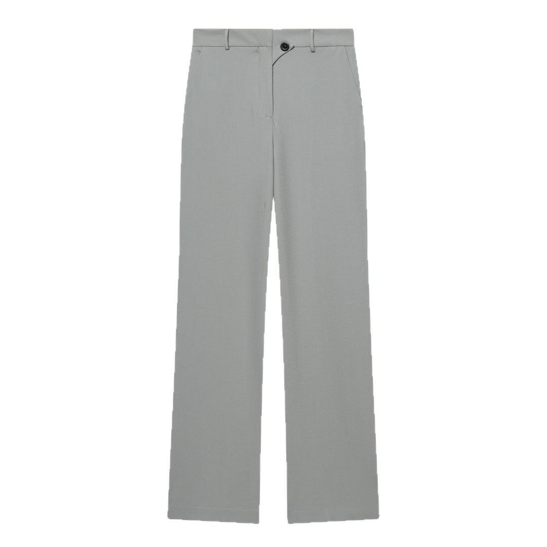 Damen Hochtaillierte weite Stoffhose mit geradem Bein und Seitentaschen Drune