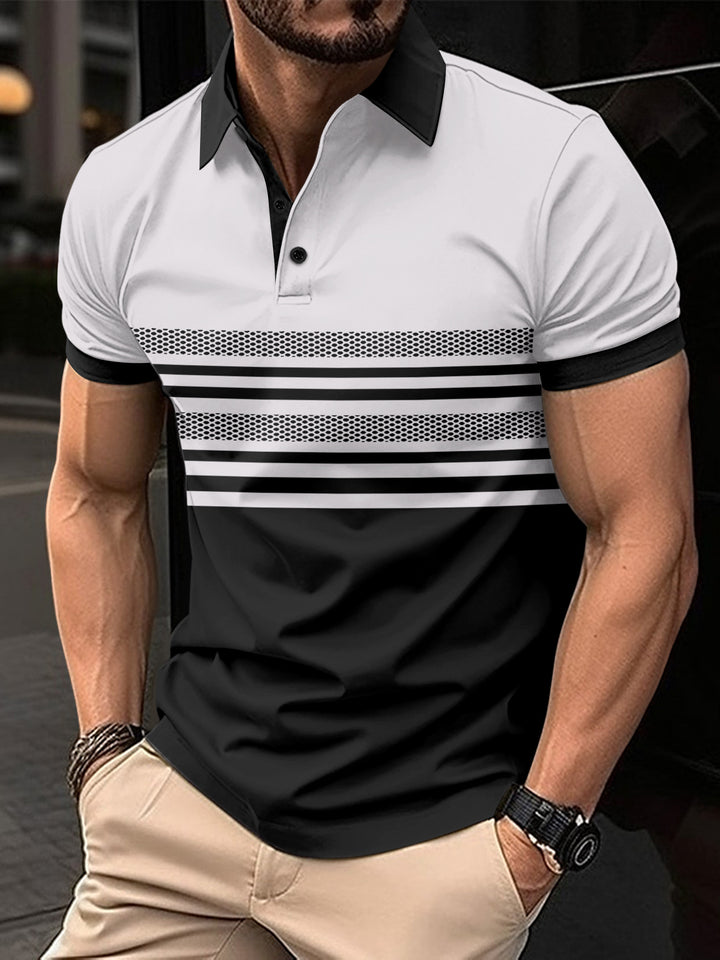 Herren Kurzarm Poloshirt mit hochwertigem Streifen-Design und atmungsaktiven Eigenschaften Drune
