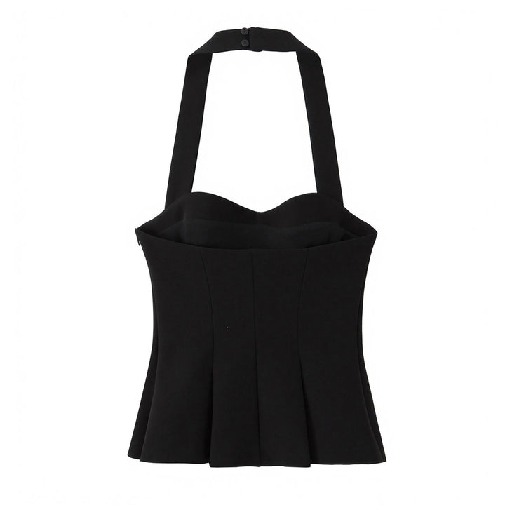Damen schicke Bustier-Bluse mit taillierter Silhouette und dekorativem Halterneck Drune