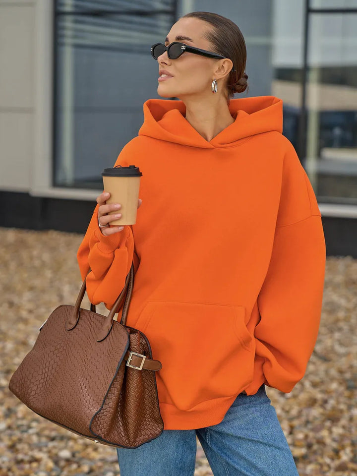 Damen Oversized Kapuzenpullover mit extra weitem Schnitt und Kängurutasche Drune