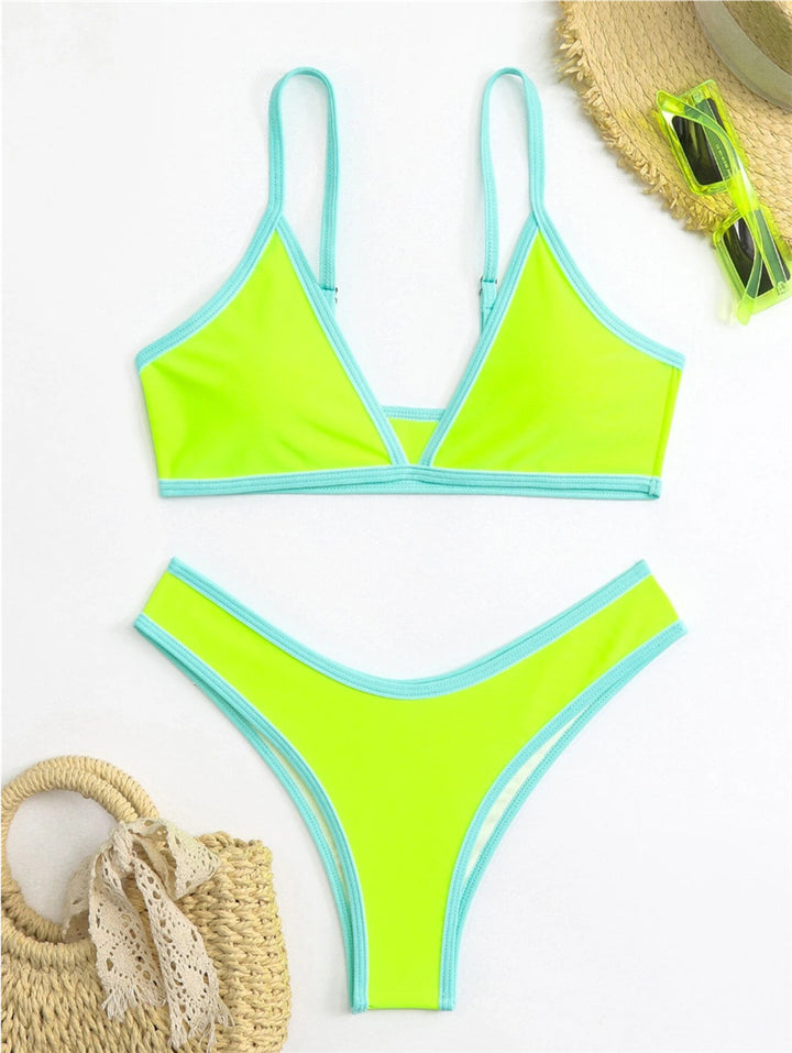 Damen Triangle Bikini Set mit Kontrastbesatz Drune