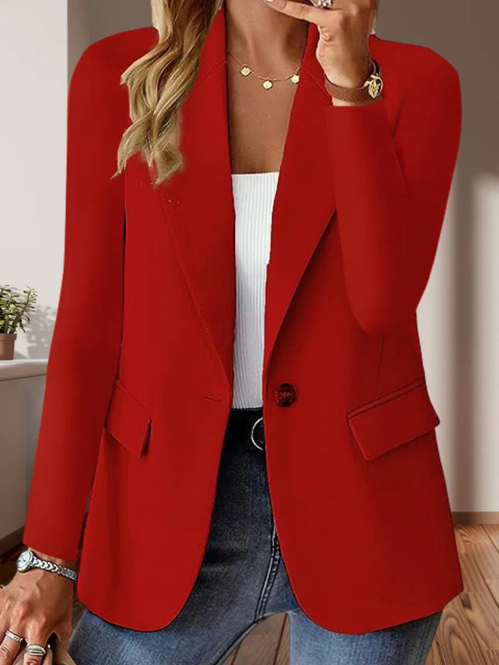 Damen Taillierter Single-Button-Blazer mit fallendem Revers und Pattentaschen Drune