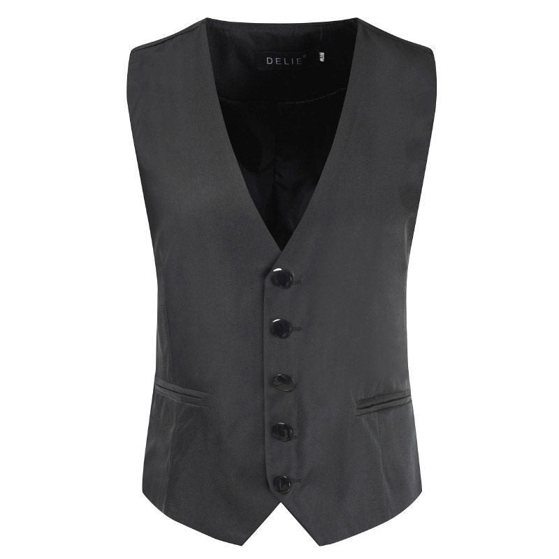 Herren Satin-Smokingsweste mit taillierter Passform, V-Ausschnitt und eleganter Knopfleiste Drune