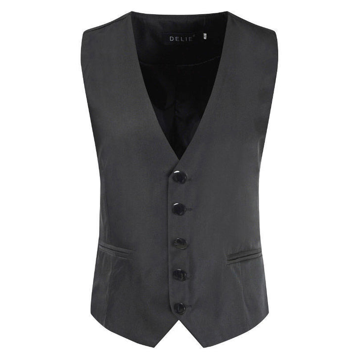 Herren Satin-Smokingsweste mit taillierter Passform, V-Ausschnitt und eleganter Knopfleiste Drune