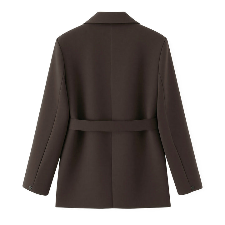 Damen Zweiteiliges Blazer-Set mit Bindegürtel, tailliertem Sakko und hochtaillierter weiter Hose Drune