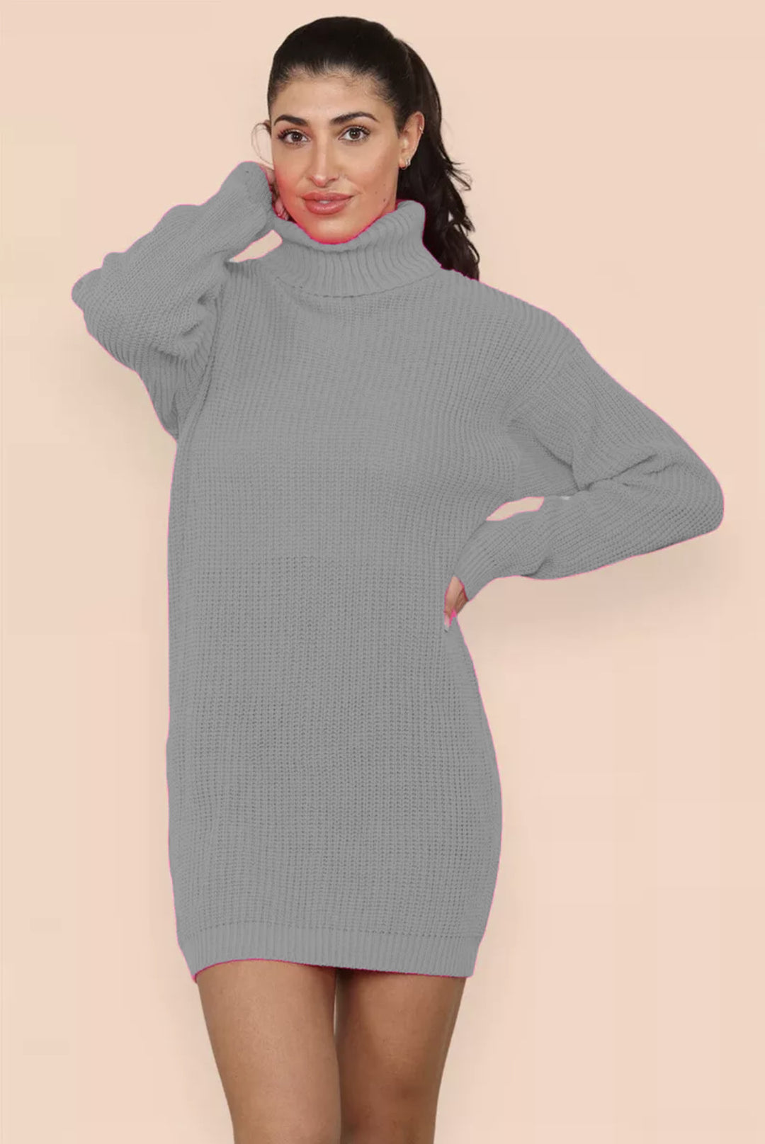Damen Strickkleid mit hohem Kragen und weitem Schnitt Drune