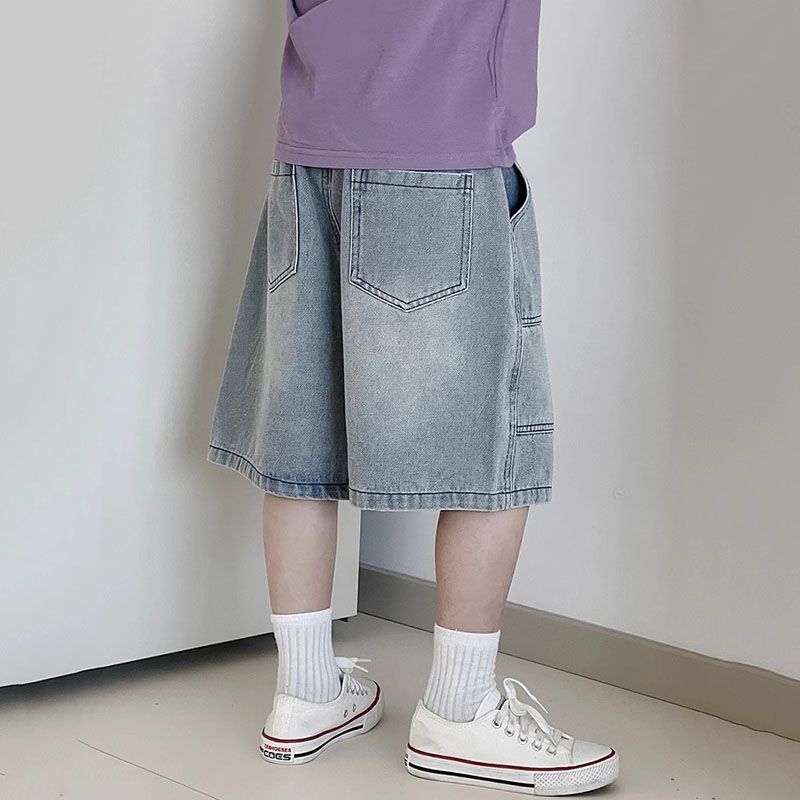 Unisex lässige Denim-Shorts mit hohem Bund Drune