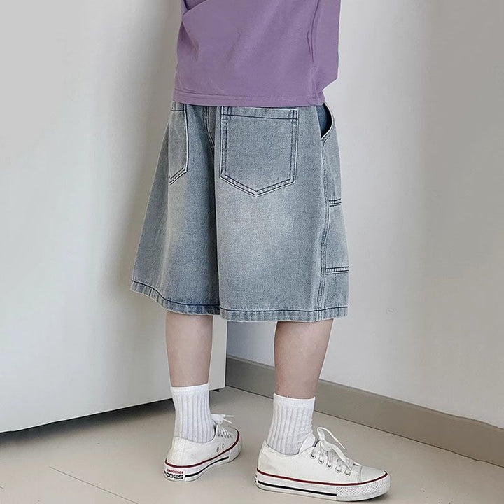 Unisex lässige Denim-Shorts mit hohem Bund Drune