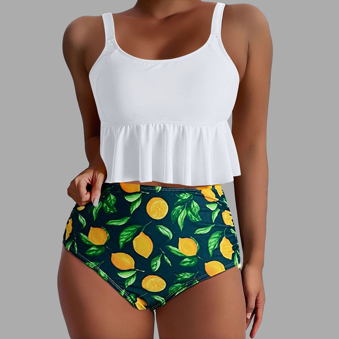 Damen Tankini-Set mit floralen Akzenten und Rüschen Drune