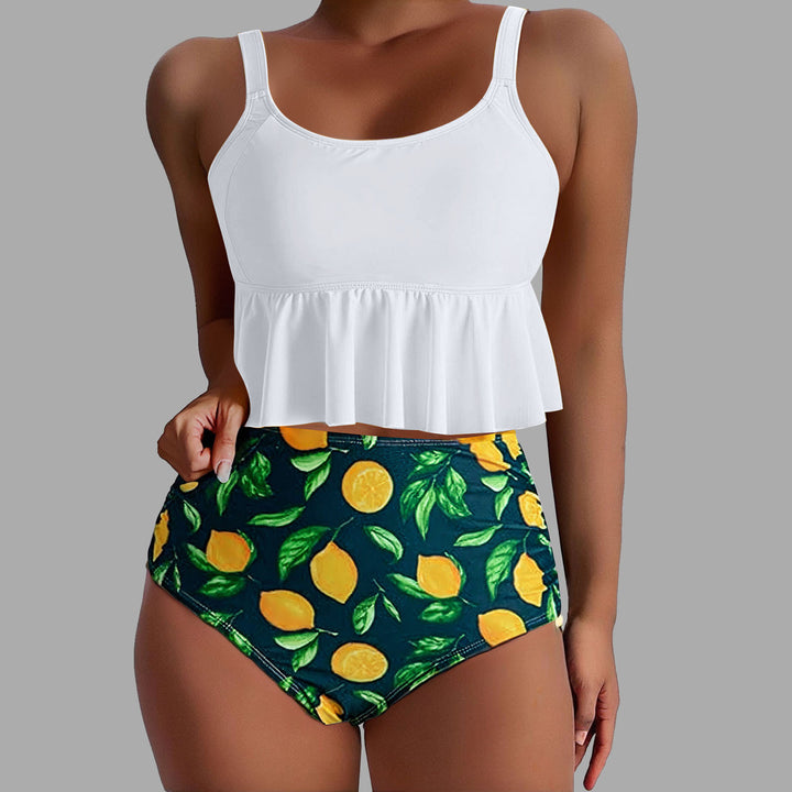 Damen Tankini-Set mit floralen Akzenten und Rüschen Drune