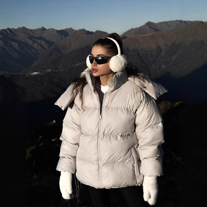 Damen gefütterte Outdoor-Jacke mit hochgeschlossenem Kragen und gestepptem Design Drune