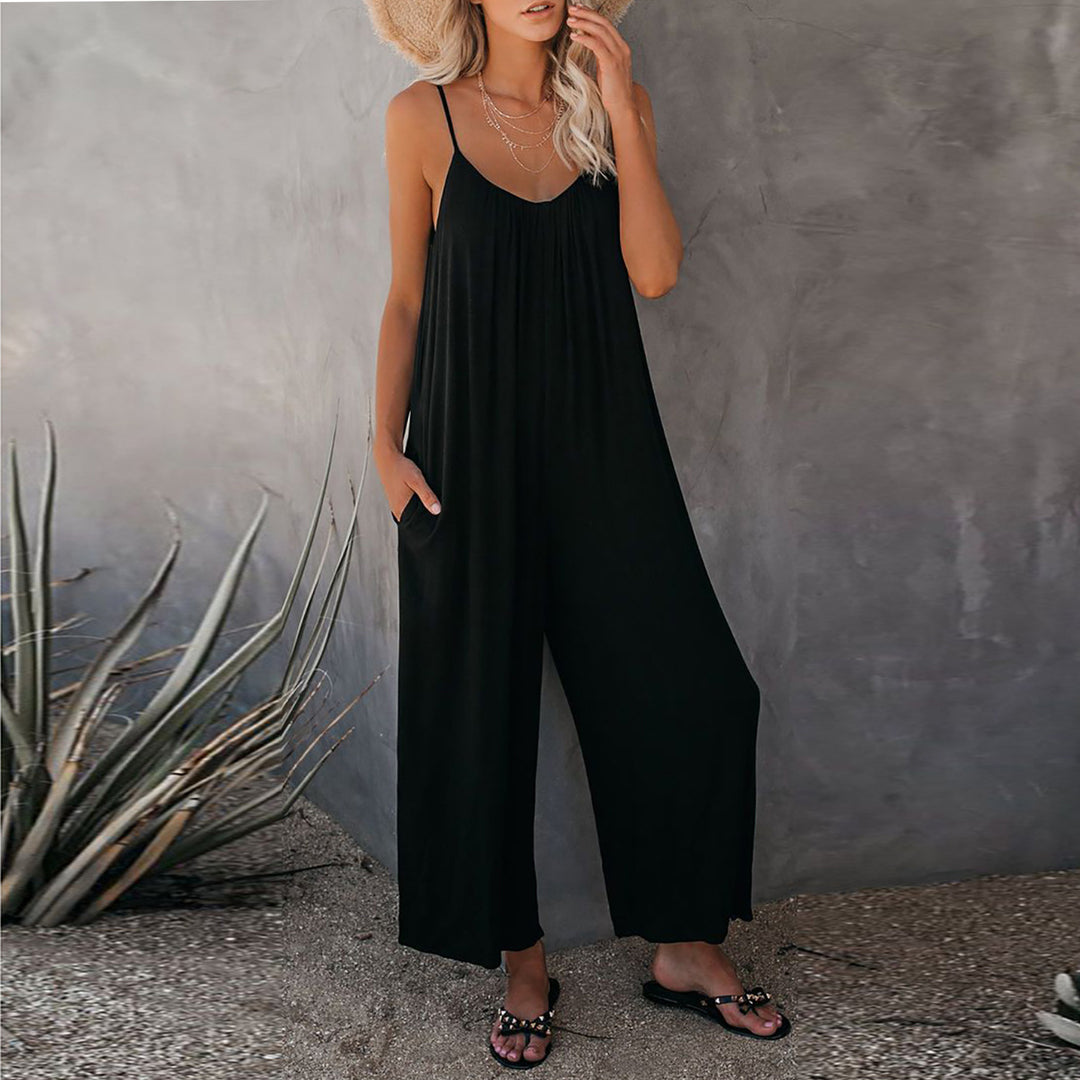 Damen Lässiger Jumpsuit mit weit geschnittenen Beinen und praktischen Taschen Drune