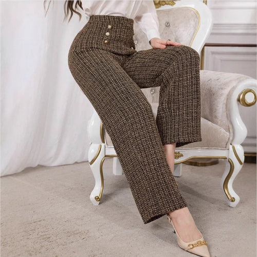Damen Hochtaillierte Stoffhose Drune
