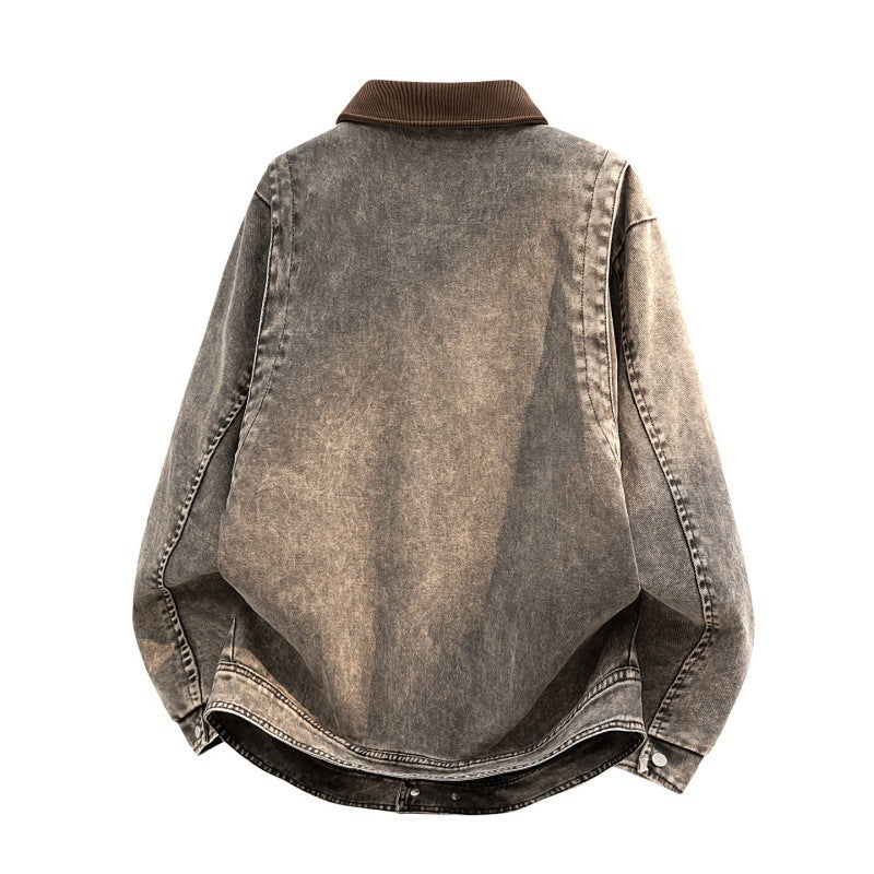 Herren Lässige Denimjacke mit Cordkragen Drune