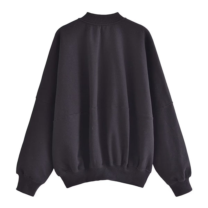 Damen lässige Sweatjacke mit hohem Kragen und praktischen Taschen Drune