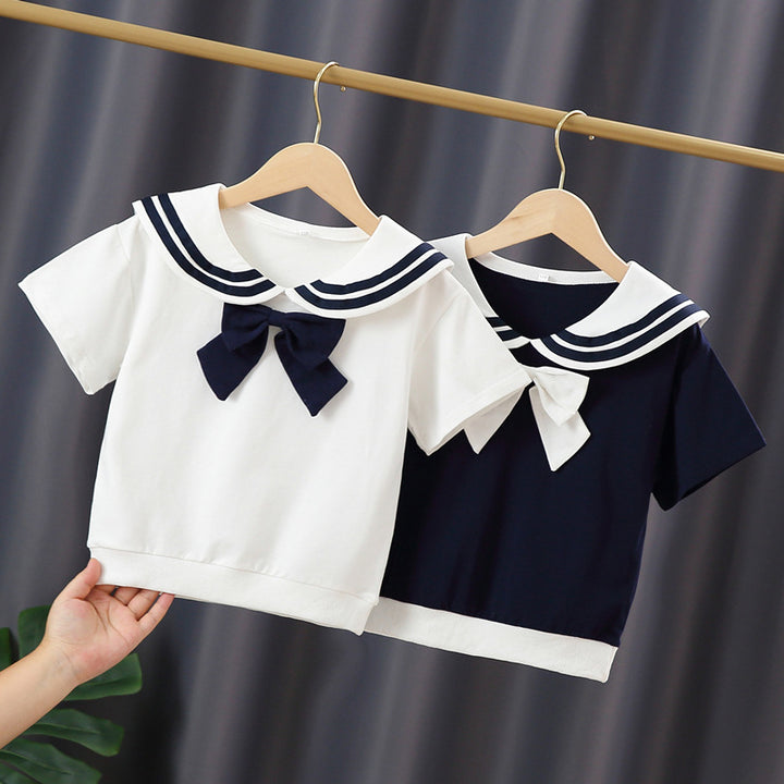 Mädchen Matrosen-T-Shirt mit Schleifendetail Drune