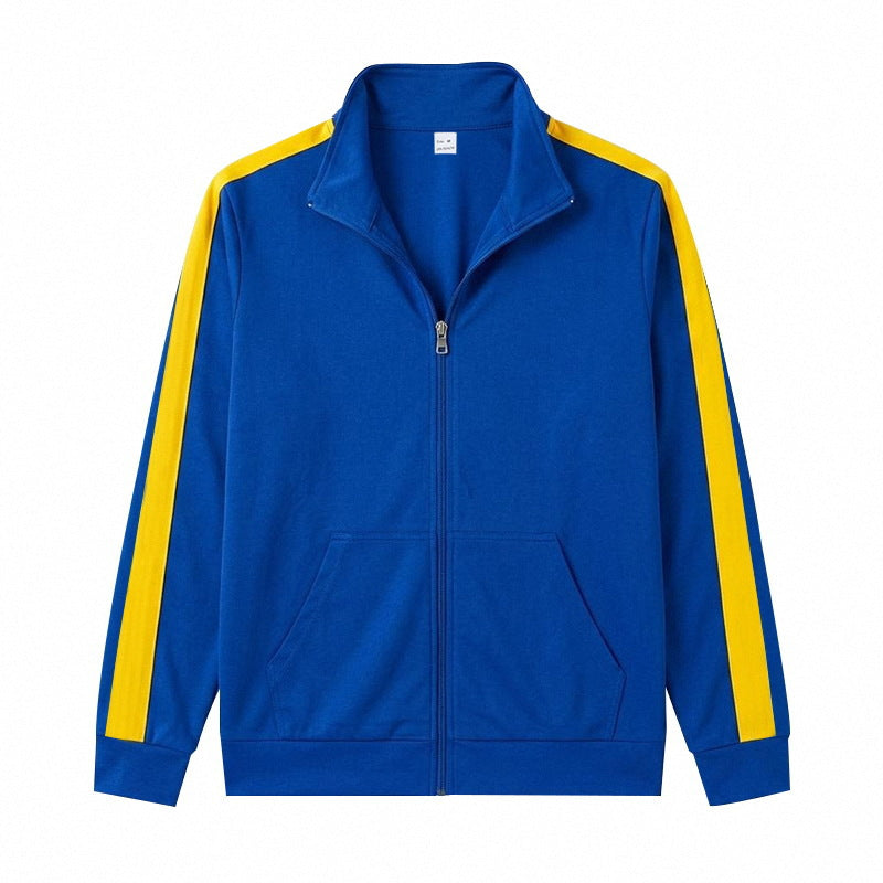 Herren Athletische Trainingsjacke mit durchgehendem Reißverschluss und kontrastierter Schulterstreifen Drune