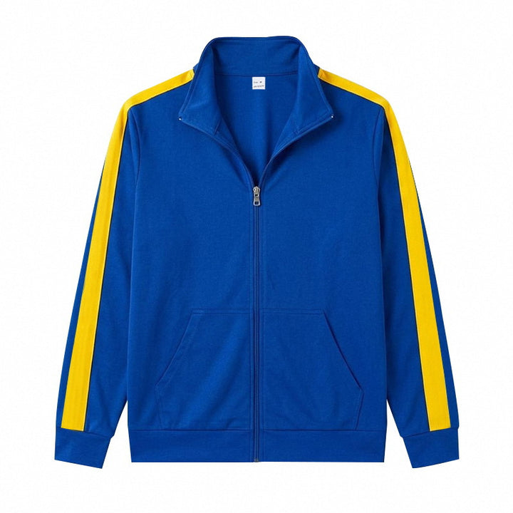 Herren Athletische Trainingsjacke mit durchgehendem Reißverschluss und kontrastierter Schulterstreifen Drune