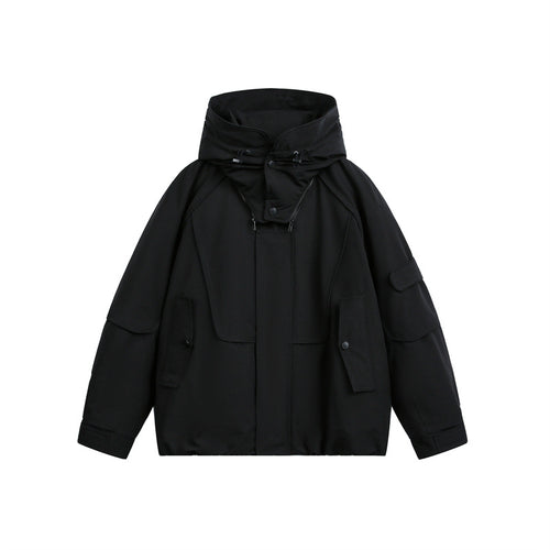 Herren technische Outdoorjacke mit verstellbarer Kapuze und Utility-Taschen Drune
