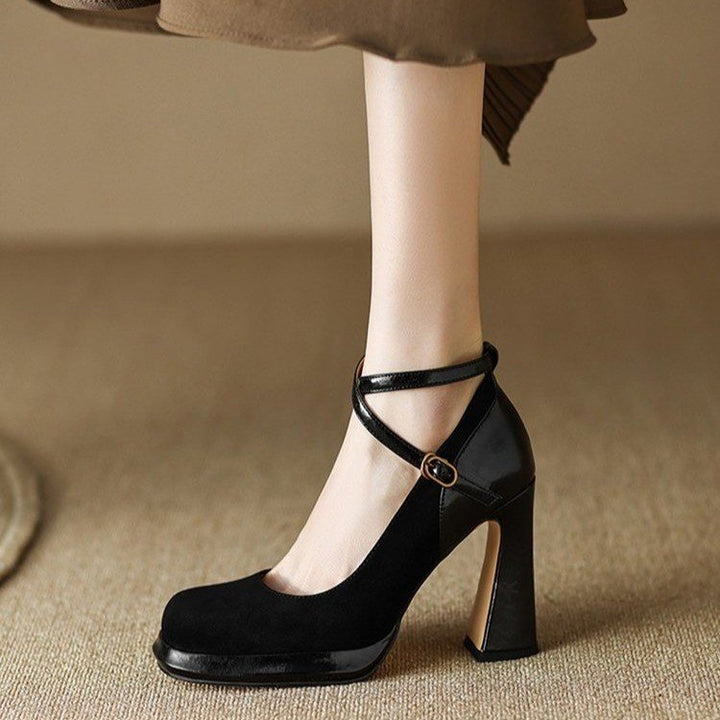 Damen elegante Mary Jane Pumps mit luxuriösem Blockabsatz Drune