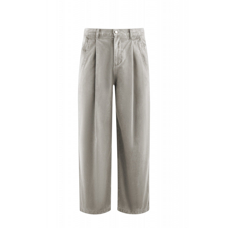 Damen Hochtaillierte Culotte-Hose mit weitem Bein, Bundfalten und soften Denimgriff Drune