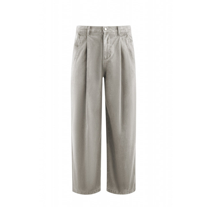 Damen Hochtaillierte Culotte-Hose mit weitem Bein, Bundfalten und soften Denimgriff Drune