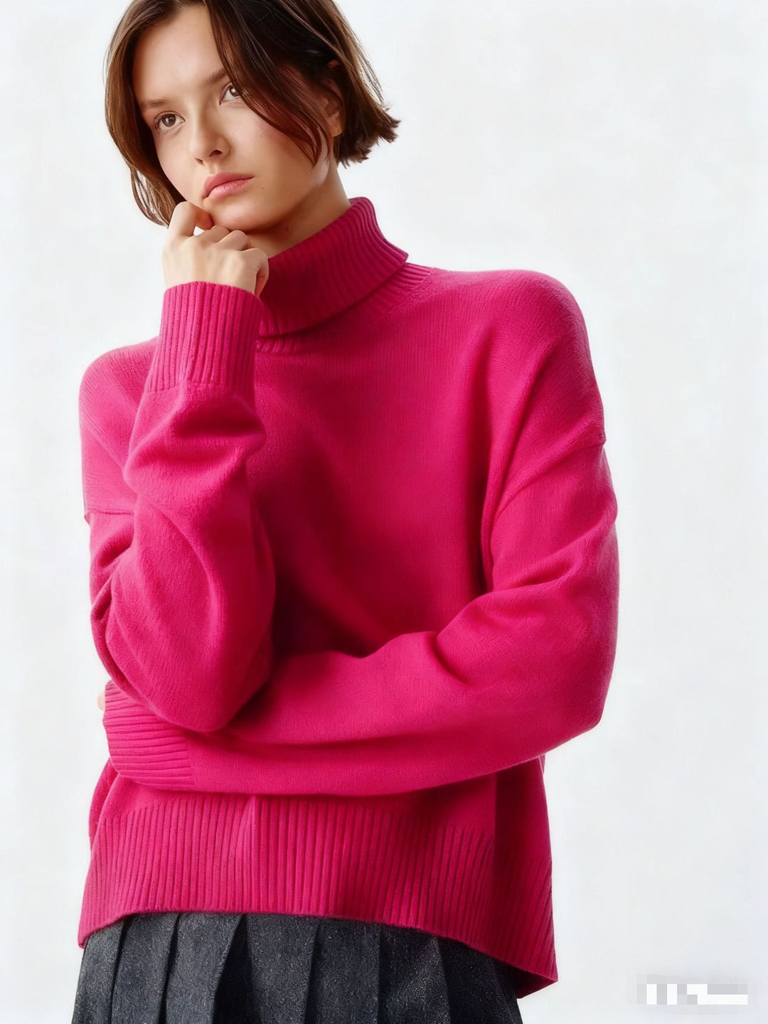 Damen Gemütlicher Rollkragenpullover mit oversized Schnitt und feiner Rippstruktur Drune
