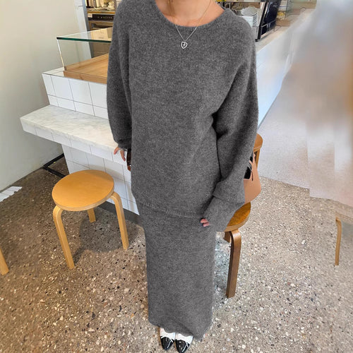 Damen eleganter, figurbetonter Midi-Rock aus hochwertiger Wollmischung Drune