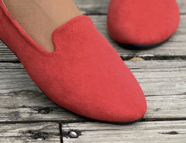 Damen Flache Ballerina-Slipper aus Wildlederimitat mit elastischen Kreuzriemen Drune