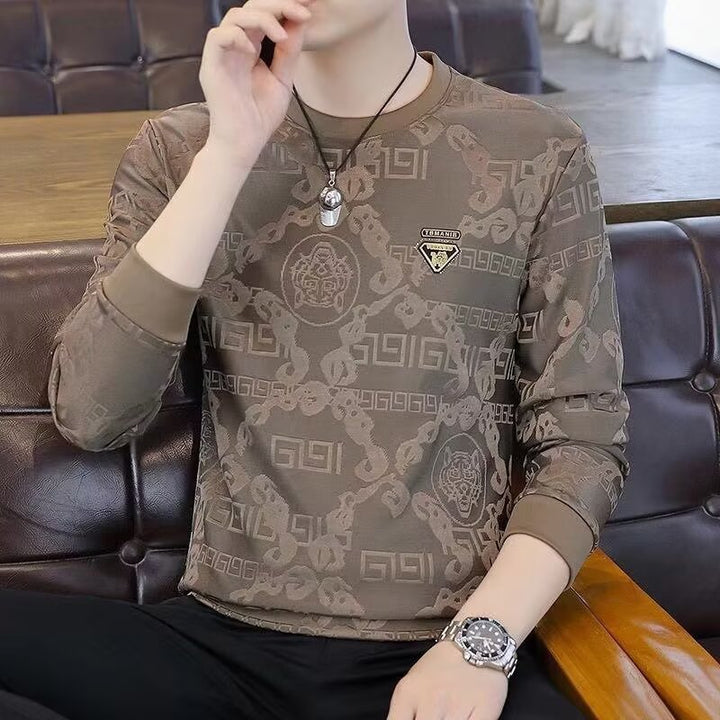 Herren Modernes Langarmshirt mit kreativem Strukturdesign Drune