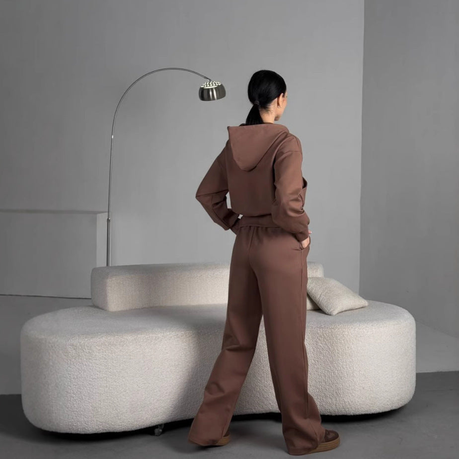 Damen kurz geschnittene Reißverschluss-Kapuzenjacke mit überschnittener Schulter, tiefen Eingrifftaschen und elastischem Bund Drune