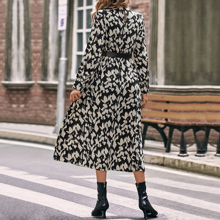 Damen Elegantes Kleid mit Taillengürtel Drune