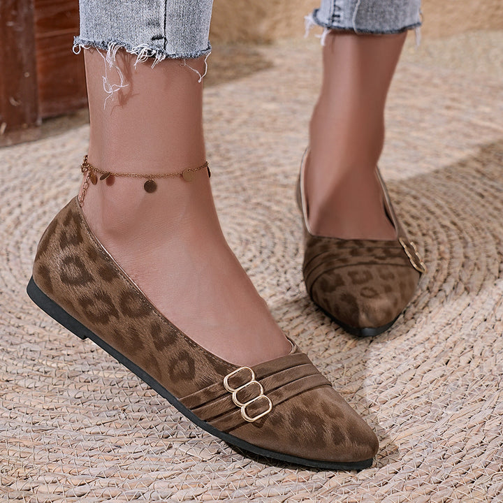Damen Elegante und bequeme Ballerinas mit modischem Schleifenakzent und edlen Schnallen Drune