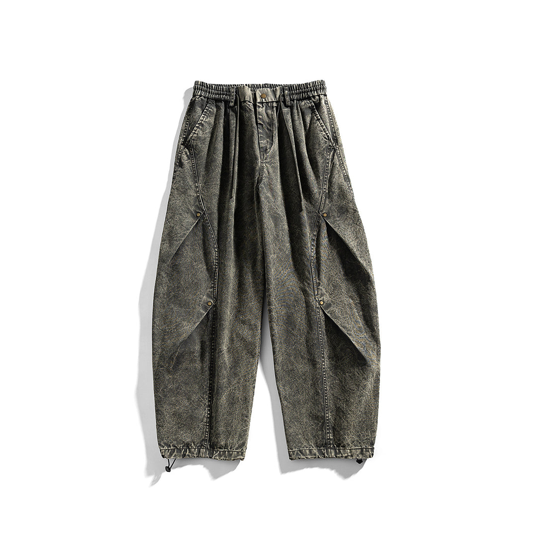 Herren weite Baumwoll-Cargohose mit Elastikbund, Kordelzug und Utility-Details Drune