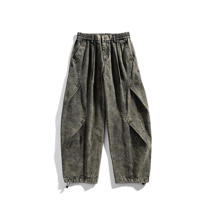 Herren weite Baumwoll-Cargohose mit Elastikbund, Kordelzug und Utility-Details Drune
