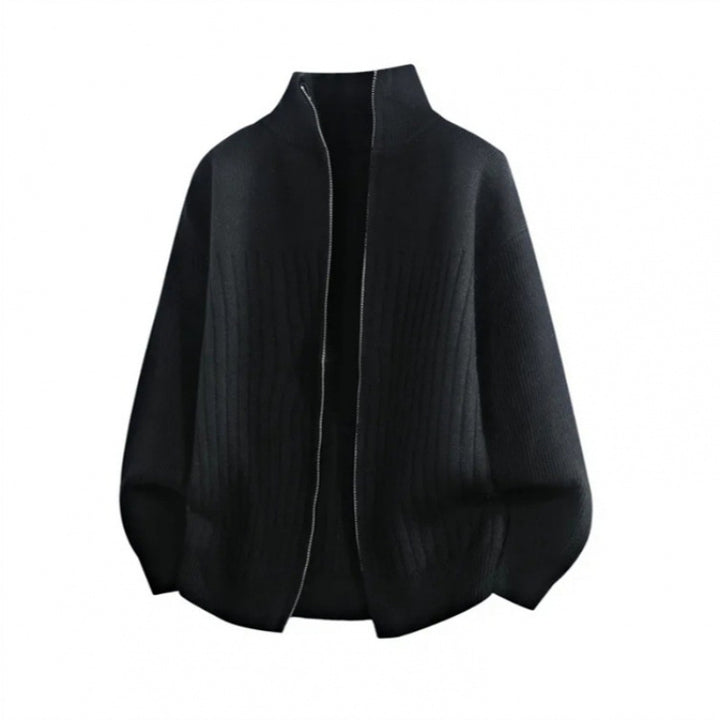 Herren modische Strickjacke mit hohem Kragen und strukturiertem Design Drune
