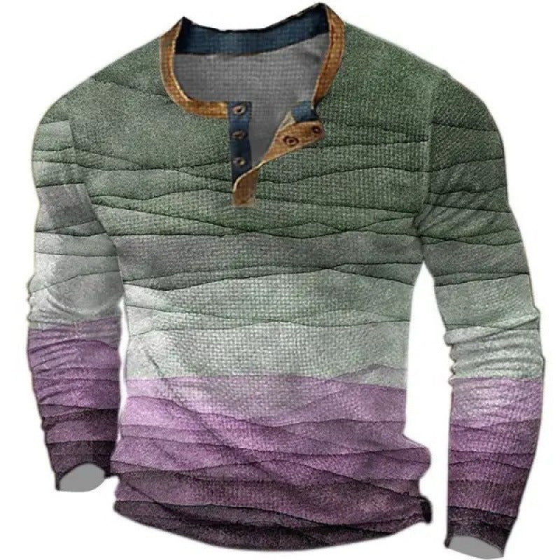 Herren Sportliches Langarmshirt mit Knopfleiste Drune